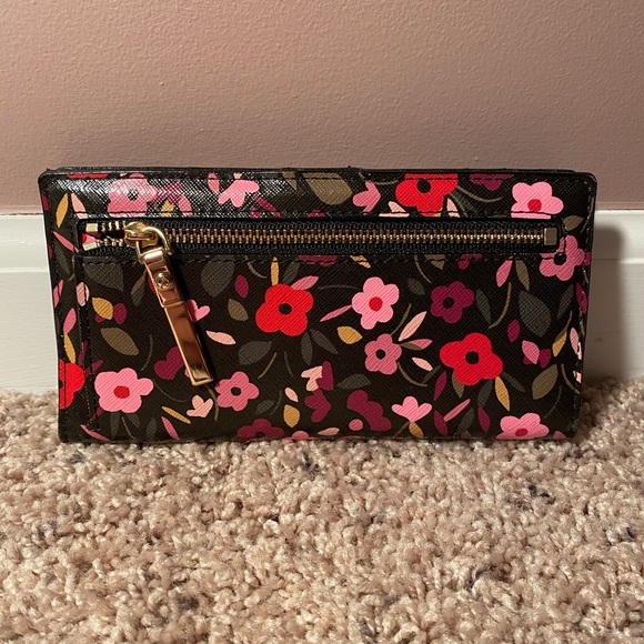 Kate Spade Black Floral Slim Bifold Wallet - Picture 2 of 5